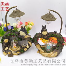 美涵廠家直銷 創意日式Zakka風龍貓小夜燈，精美樹脂工藝品，理想學生禮品
